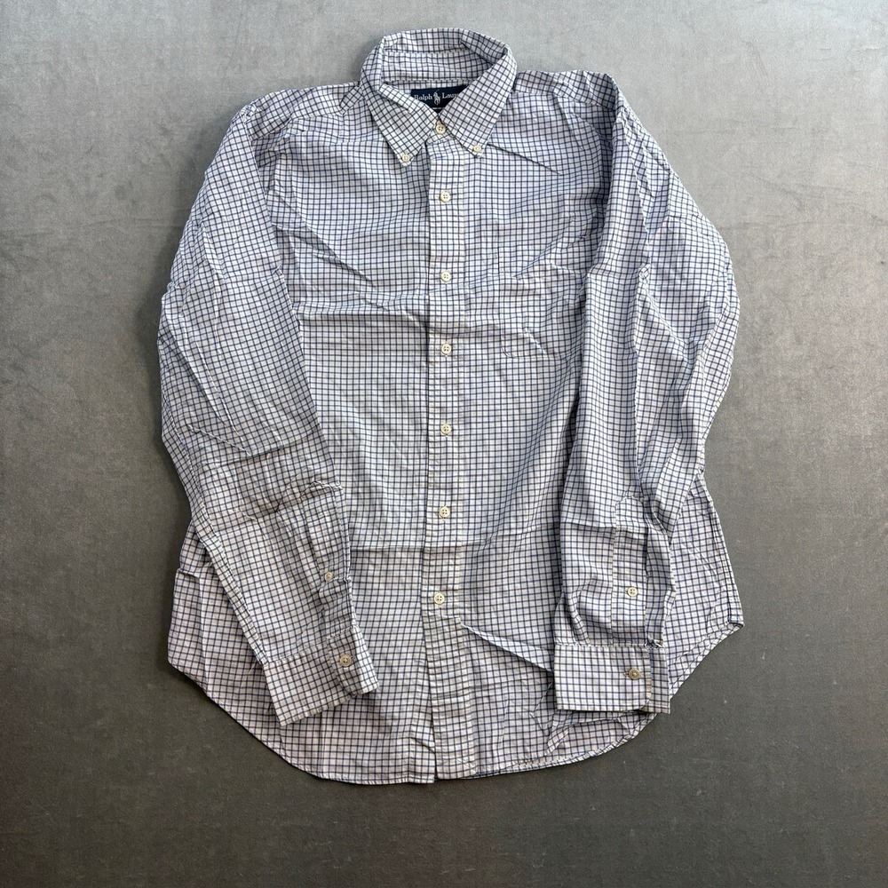 Polo Ralph Lauren Short Sleeve Button Down Shirt Mens‎ M Blue Plaid Classic Fit